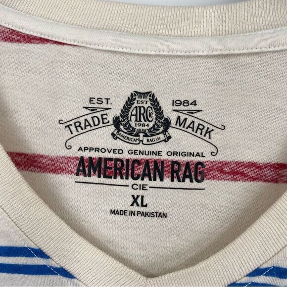 American Rag Men’s V Neck Short Sleeve Striped Basic Teeshirt size XL - Picture 2 of 3